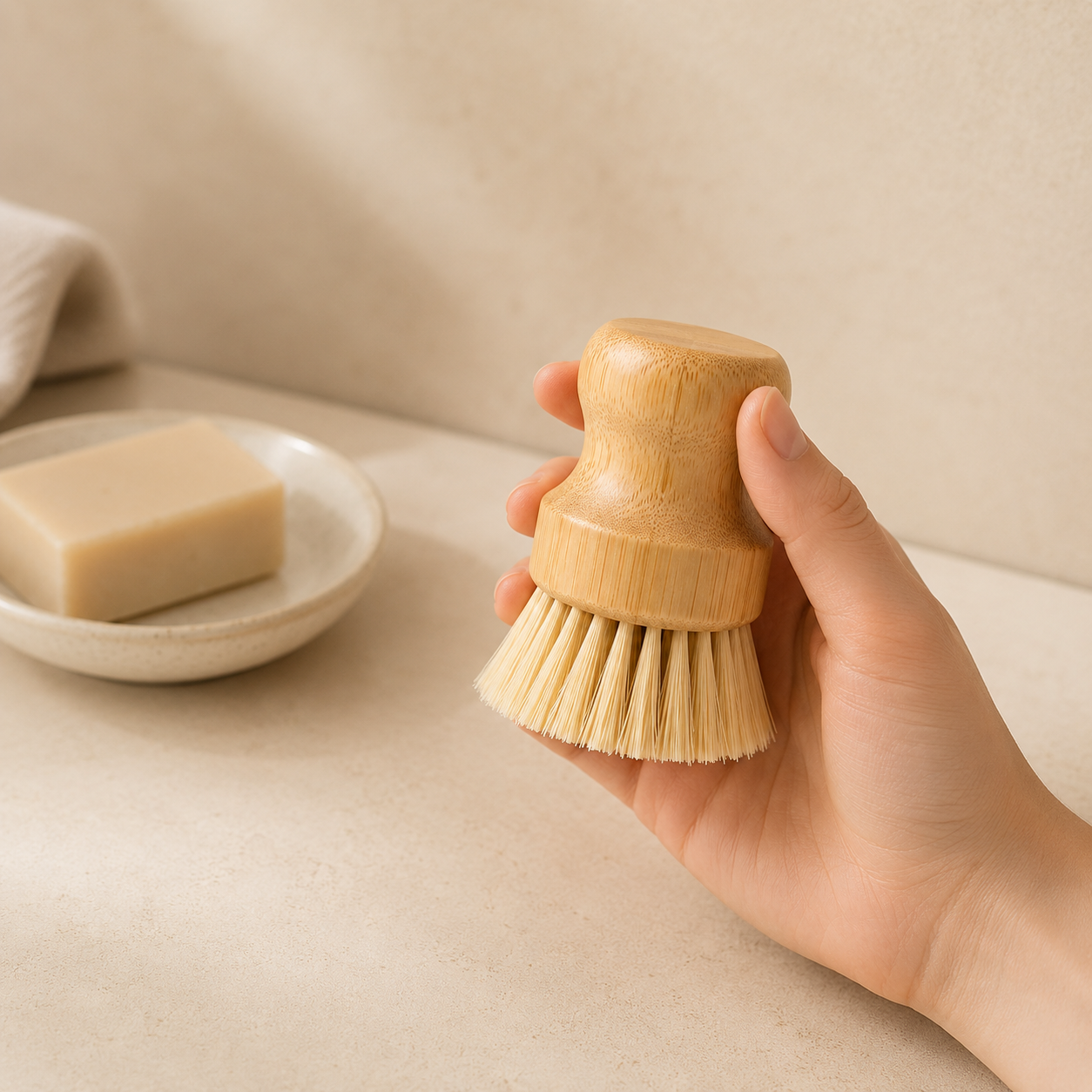 Brocha de Bambú y Sisal para Cocina y Baño · Bambú y sisal · Asia · Kalathia