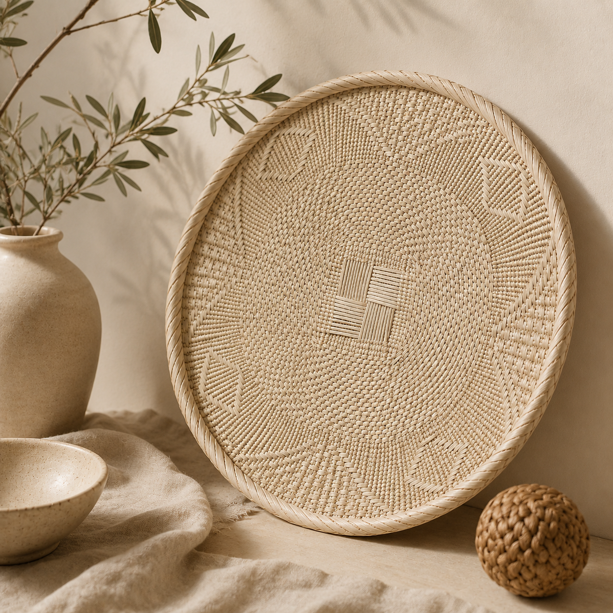 Plato Binga Natural de Fibras Naturales Hecho a Mano · Palmeras de Illala – Tejido · Zimbabwe · Kalathia