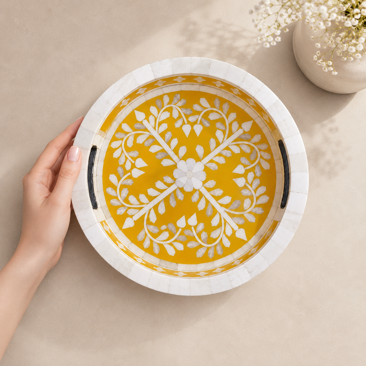 Bandeja Bone Inlay Hecha a Mano en India · Bone Inlay · India · Kalathia